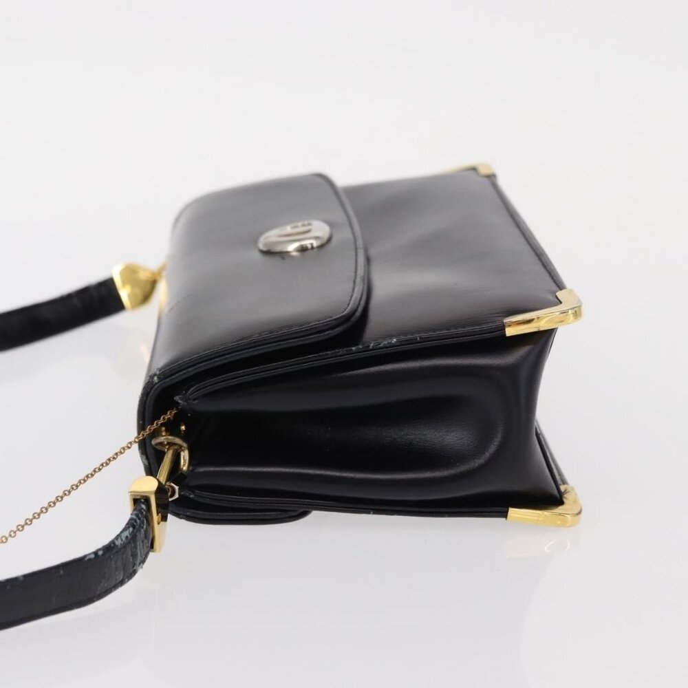 Authentic Christian Dior Shoulder Bag Leather Navy Gold - Picture 11 of 16